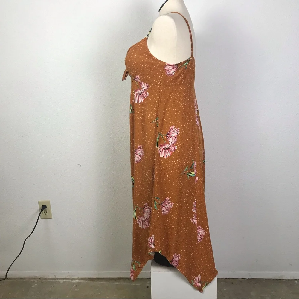 Xhilaration Asymmetrical Dress Women’s Size L Color Brown Print Floral Pullover - Picture 4 of 13